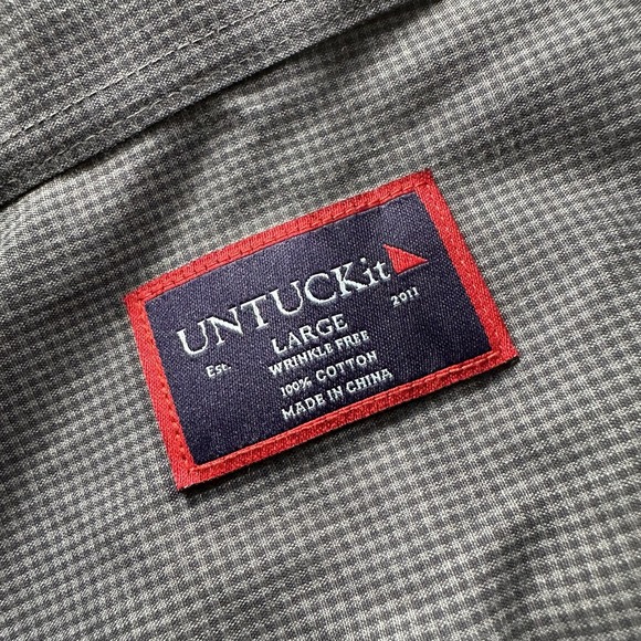 UNTUCKit Shirt Mens Large Black Gray Wrinkle Free Long Sleeve‎ Marcasin - Picture 3 of 7